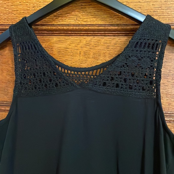 Cute black summer dress with pockets (cotton blend) with crochet trim. - Picture 3 of 5
